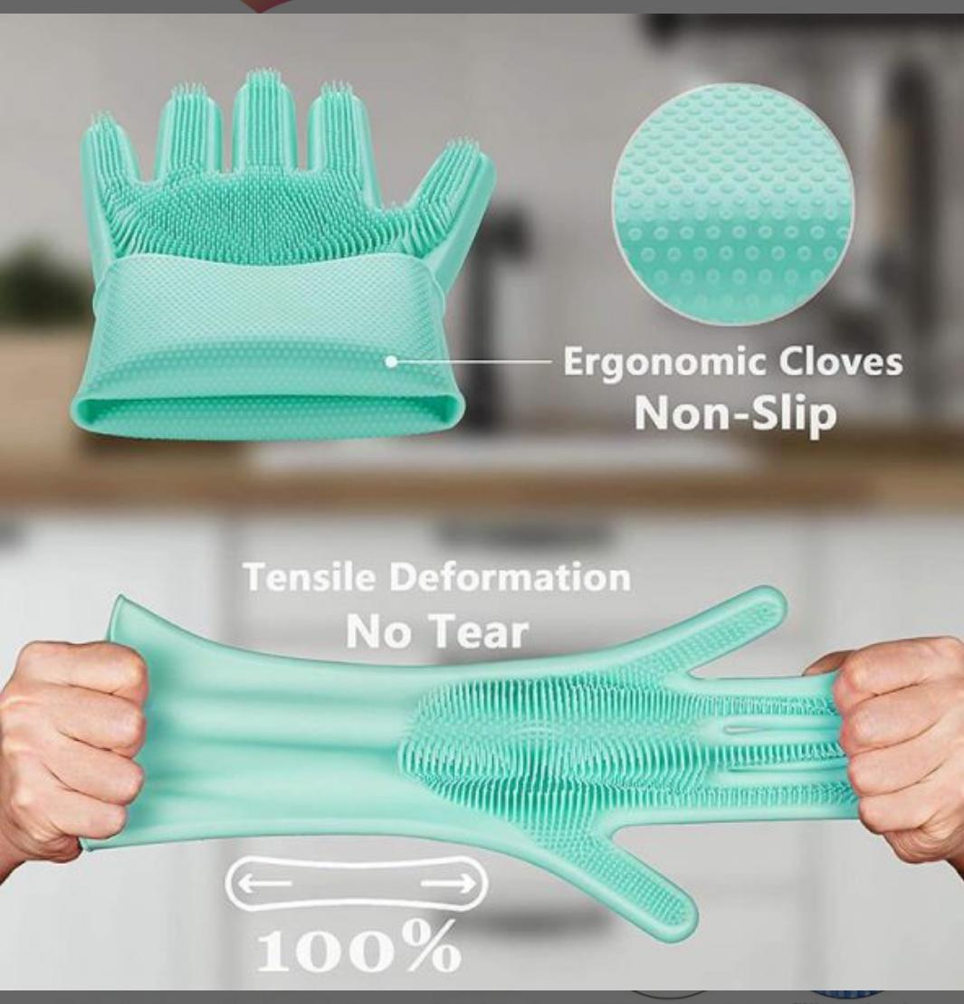 Magic Multifunction Silicone Dishwashing Gloves (Pair)