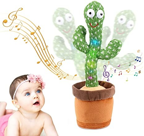 Rechargeable Cute Dancing Cactus Toy for Kids | Talking Dancing Shaking & Talk Back with Lights