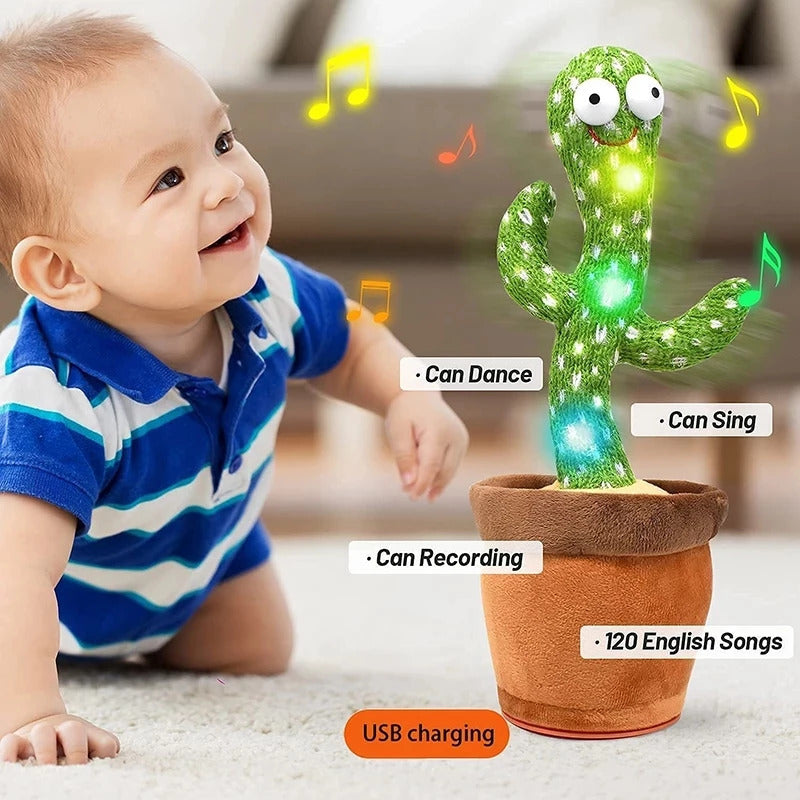 Rechargeable Cute Dancing Cactus Toy for Kids | Talking Dancing Shaking & Talk Back with Lights